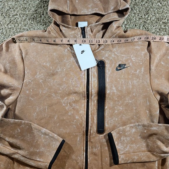 Nike Sportswear Tech Fleece Wash Full Zip Hoodie Men's Size XL DM6515-215 Brown - Picture 4 of 12